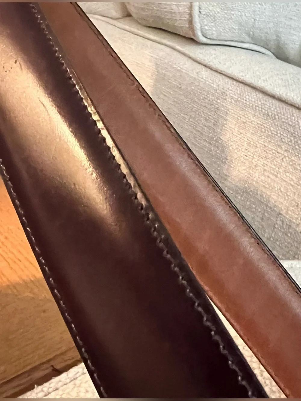 Cole Haan Men's Dark Brown Leather Dress Belt with Gold Buckle Size 36/90.